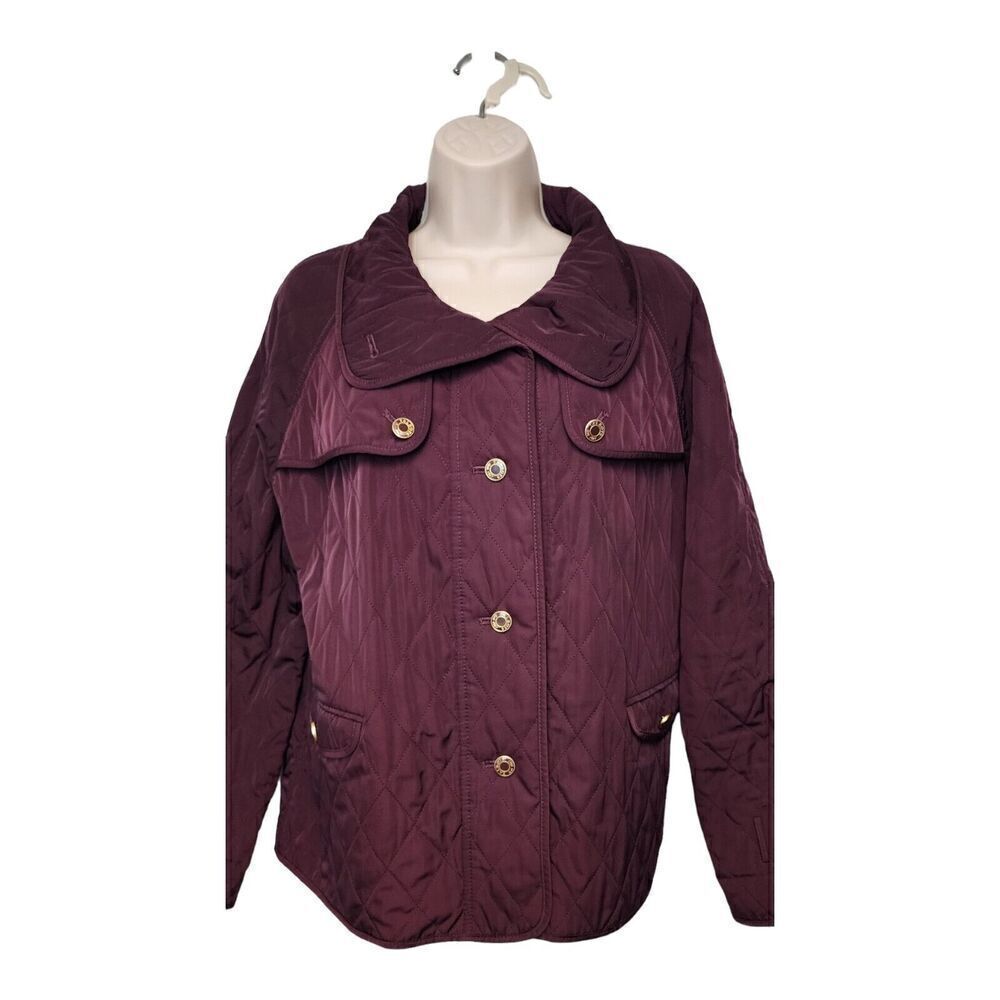 TALBOTS Women' Medium Barn Quilted Jacket Lightweight Zip Buttons Equestrian